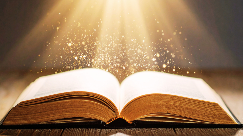 biblia aberta e luz sobre ela